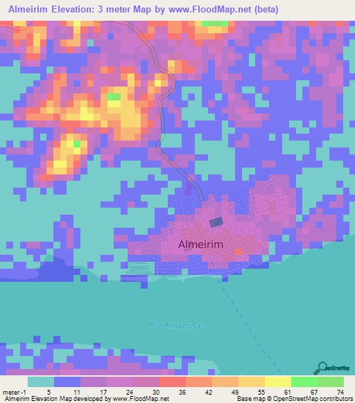 Almeirim,Brazil Elevation Map