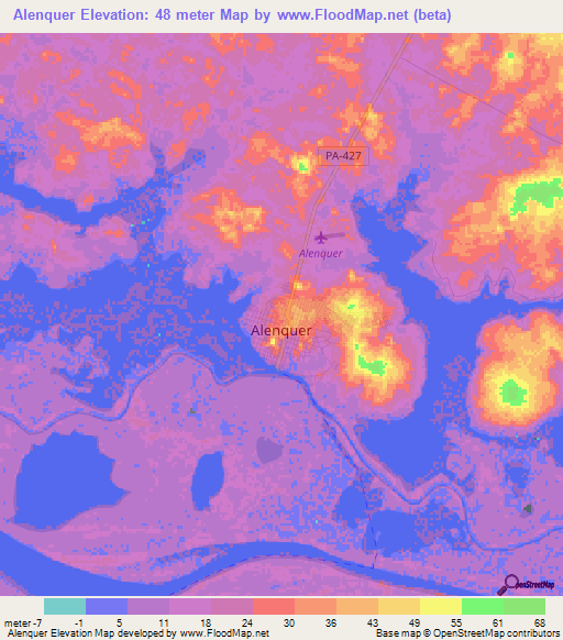 Alenquer,Brazil Elevation Map