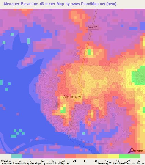 Alenquer,Brazil Elevation Map