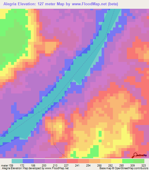 Alegria,Brazil Elevation Map