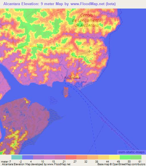 Alcantara,Brazil Elevation Map