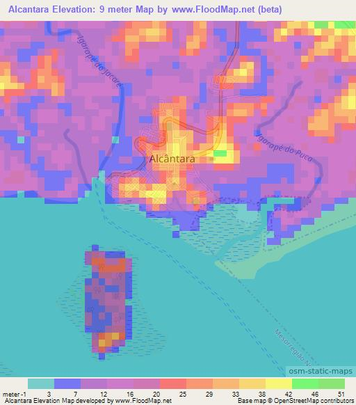 Alcantara,Brazil Elevation Map