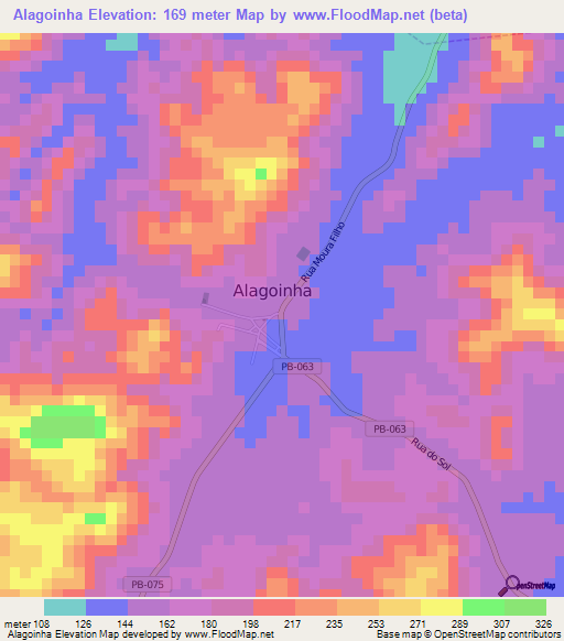 Alagoinha,Brazil Elevation Map