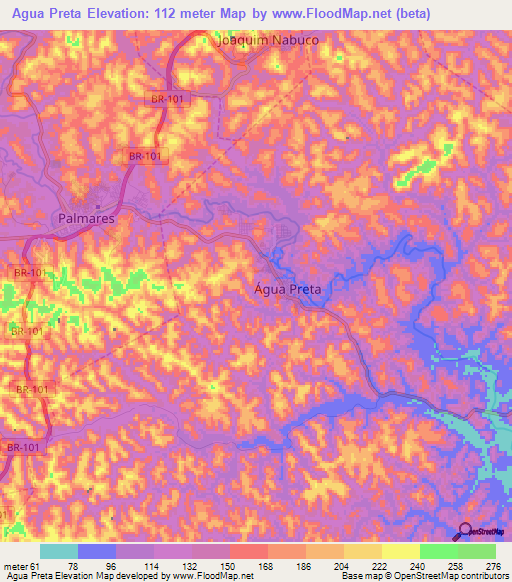 Agua Preta,Brazil Elevation Map