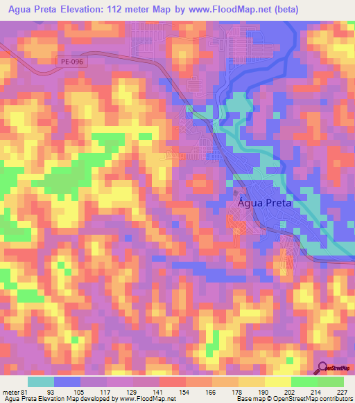 Agua Preta,Brazil Elevation Map