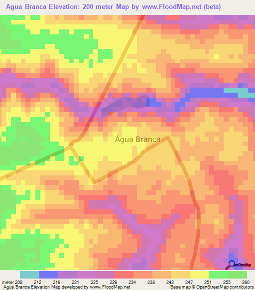 Agua Branca,Brazil Elevation Map