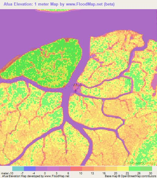 Afua,Brazil Elevation Map