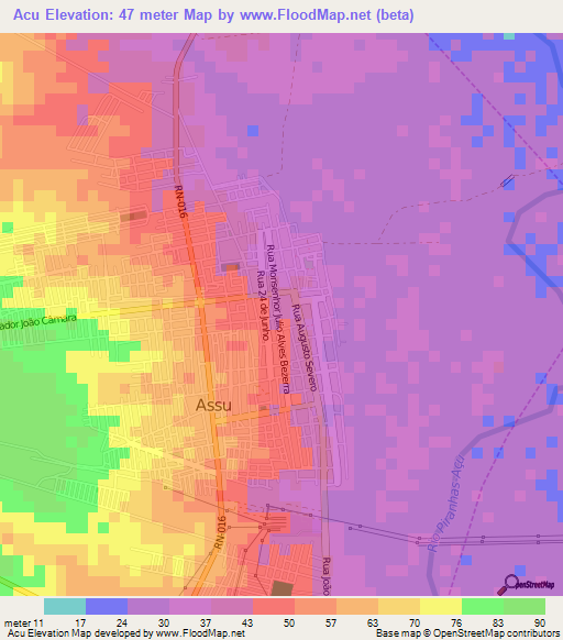 Acu,Brazil Elevation Map