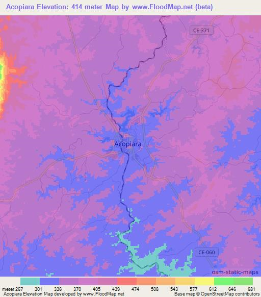 Acopiara,Brazil Elevation Map