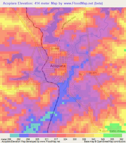 Acopiara,Brazil Elevation Map