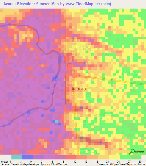 Acarau,Brazil Elevation Map