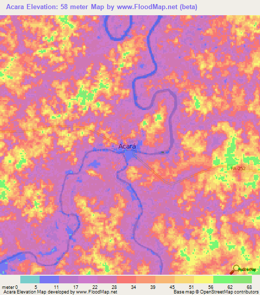 Acara,Brazil Elevation Map