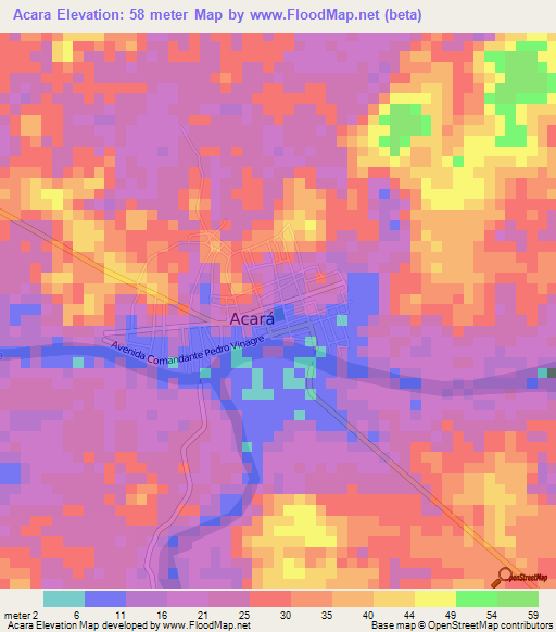 Acara,Brazil Elevation Map