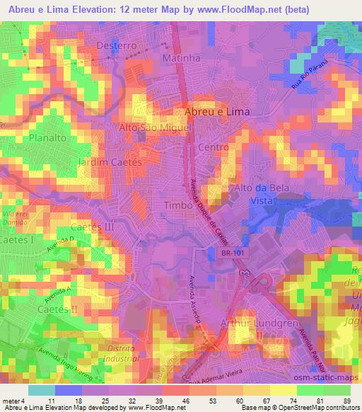 Abreu e Lima,Brazil Elevation Map