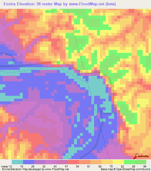 Envira,Brazil Elevation Map