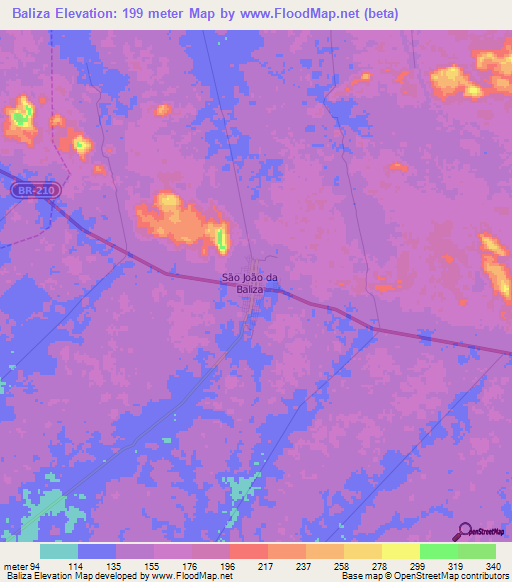 Baliza,Brazil Elevation Map