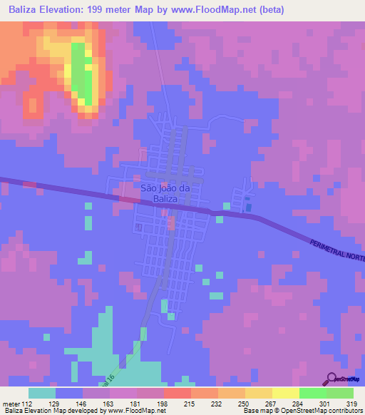 Baliza,Brazil Elevation Map