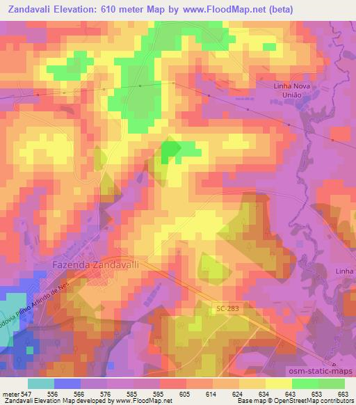 Zandavali,Brazil Elevation Map