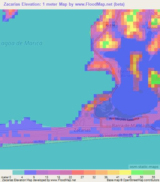 Zacarias,Brazil Elevation Map