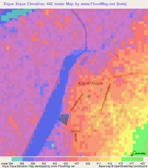 Xique Xique,Brazil Elevation Map