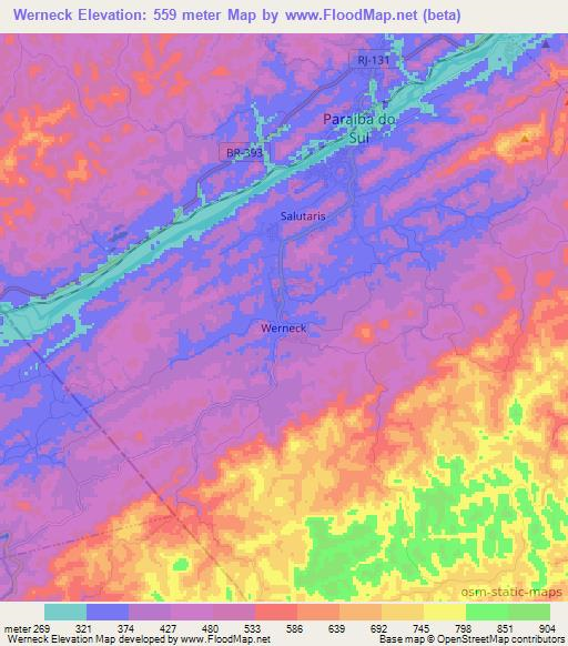 Werneck,Brazil Elevation Map