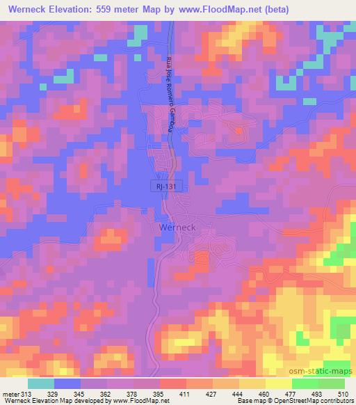 Werneck,Brazil Elevation Map