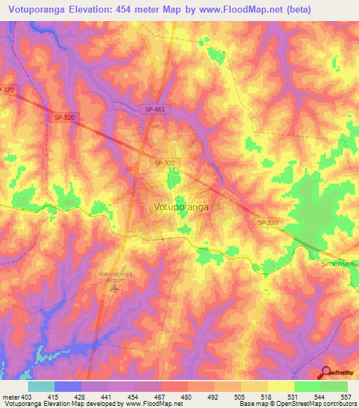 Votuporanga,Brazil Elevation Map