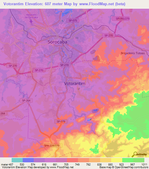 Votorantim,Brazil Elevation Map