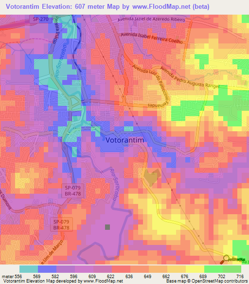 Votorantim,Brazil Elevation Map