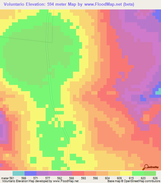 Voluntario,Brazil Elevation Map