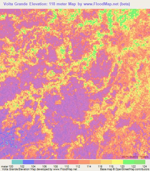 Volta Grande,Brazil Elevation Map