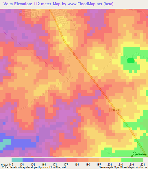 Volta,Brazil Elevation Map