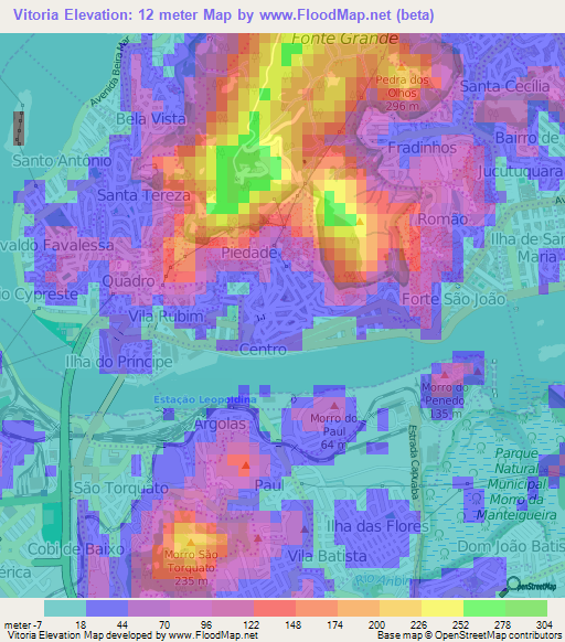 Vitoria,Brazil Elevation Map