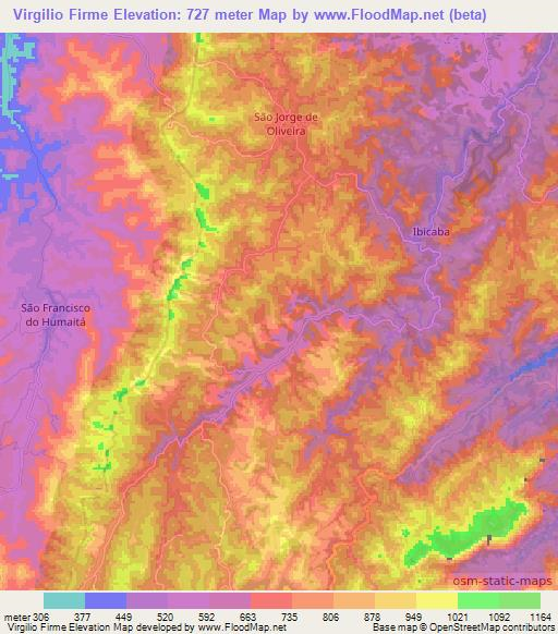 Virgilio Firme,Brazil Elevation Map