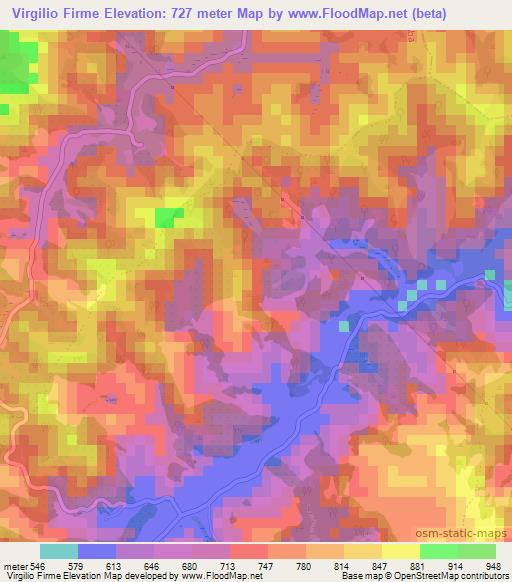 Virgilio Firme,Brazil Elevation Map