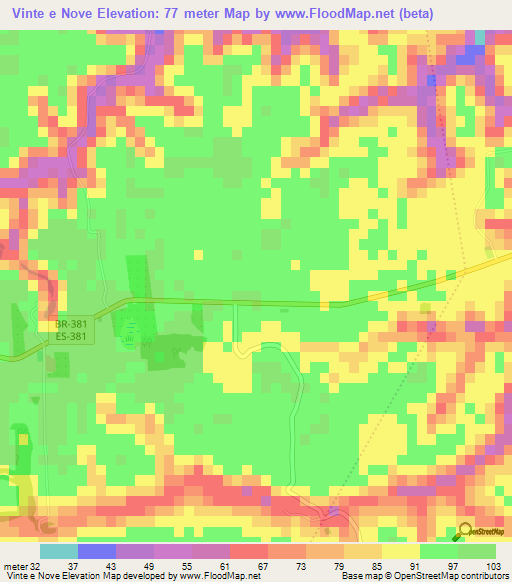 Vinte e Nove,Brazil Elevation Map