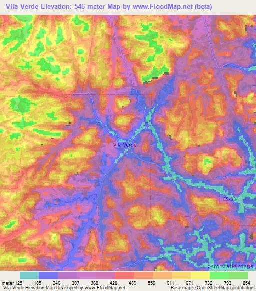 Vila Verde,Brazil Elevation Map