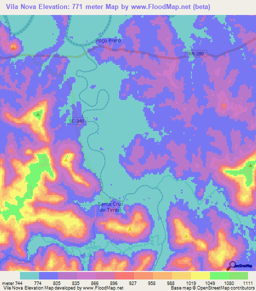 Vila Nova,Brazil Elevation Map