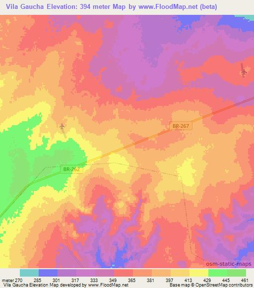 Vila Gaucha,Brazil Elevation Map