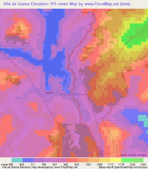 Vila da Grama,Brazil Elevation Map