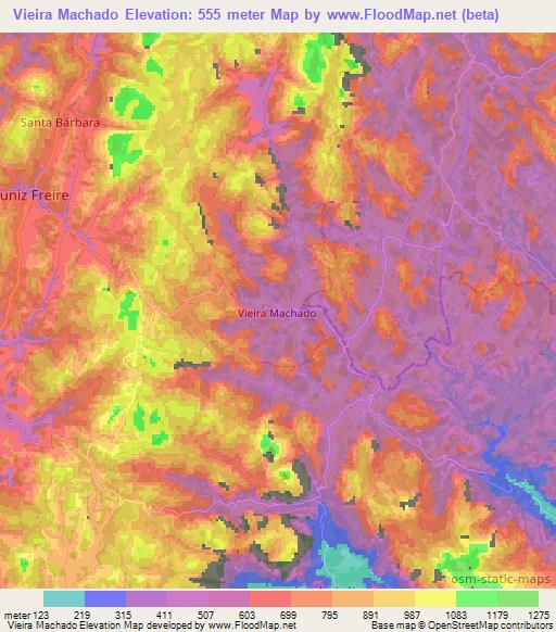 Vieira Machado,Brazil Elevation Map