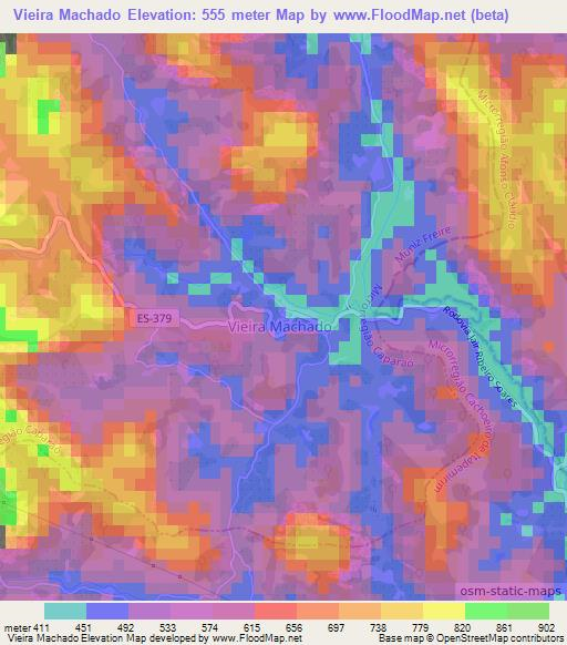 Vieira Machado,Brazil Elevation Map