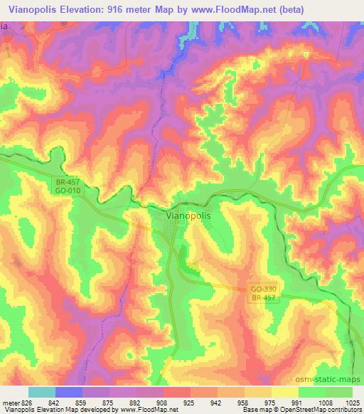 Vianopolis,Brazil Elevation Map