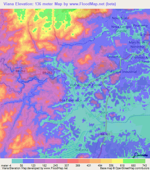 Viana,Brazil Elevation Map