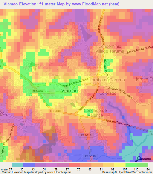 Viamao,Brazil Elevation Map