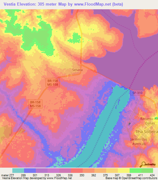 Vestia,Brazil Elevation Map