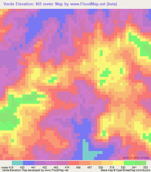 Verde,Brazil Elevation Map