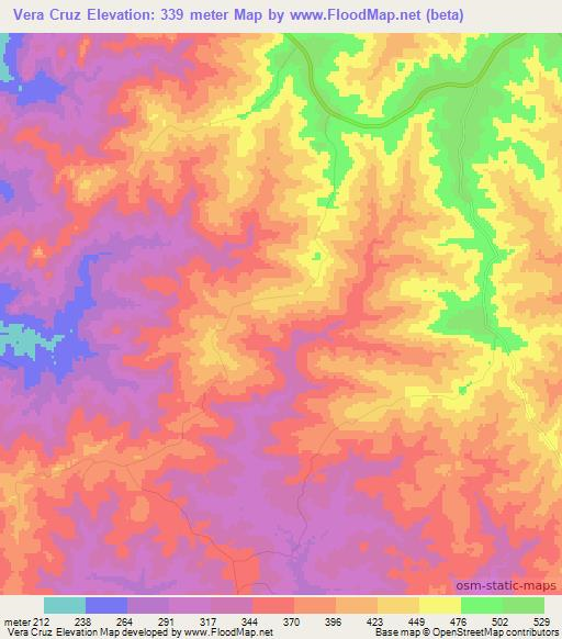 Vera Cruz,Brazil Elevation Map