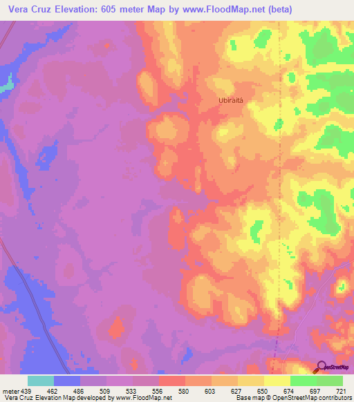 Vera Cruz,Brazil Elevation Map