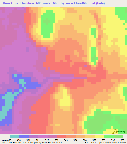 Vera Cruz,Brazil Elevation Map